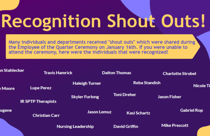 Recognition Shout Outs - Jan. 2024